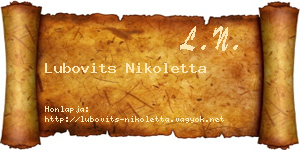 Lubovits Nikoletta névjegykártya